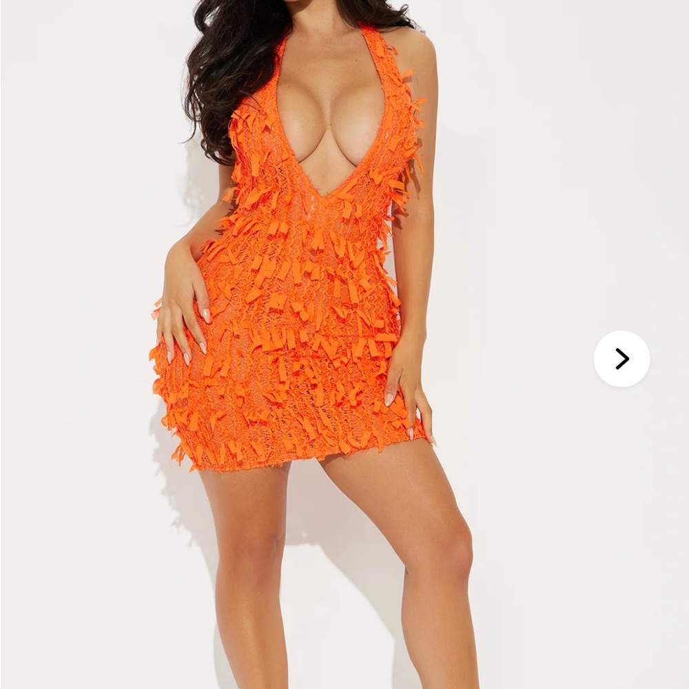 Vibrant Orange Textured Sleeveless dress